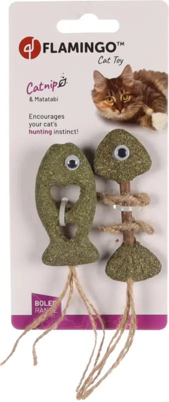 Flamingo - Jouet Boleo Poisson & Arête de Poisson pour Chats - 9cm Meilleur Choix