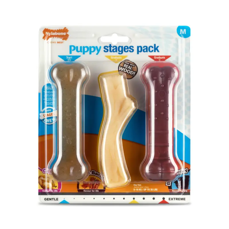 Nylabone - Jouet à MâcherPuppy Stages Pack Poulet Bacon et Bœuf - M Produit De Marque