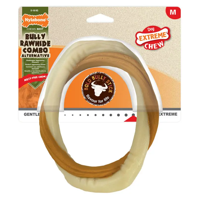 Nylabone – Jouet Anneau &agrave; M&acirc;cher Bully Stick Extreme Ring Bone – M Populaire