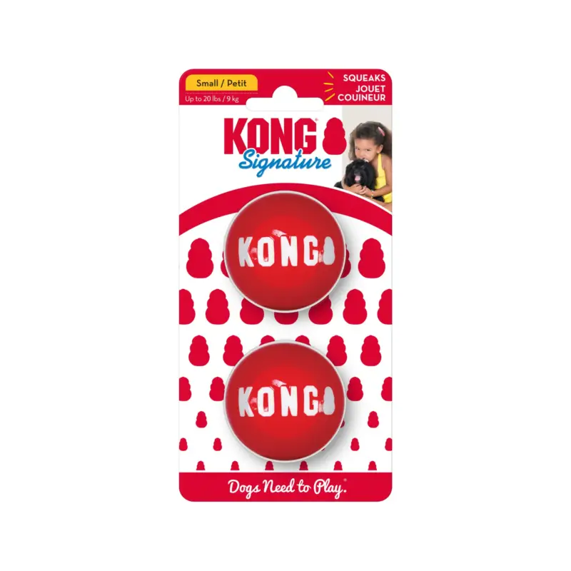 KONG - Jouet Pack 2 Balles Signature pour Chiens - S Meilleure Vente