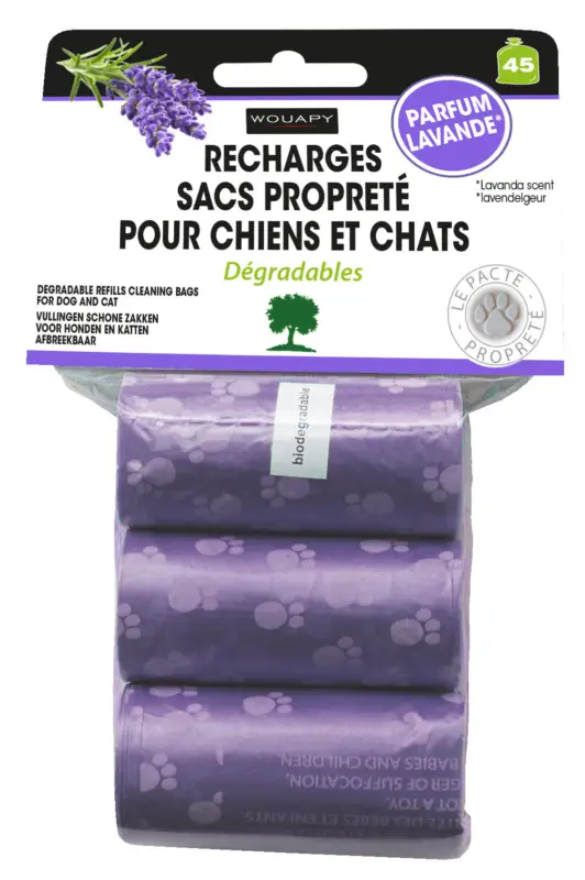 Wouapy - Recharge Sacs Propreté Parfumee x3 - Lavande Offre Du Jour