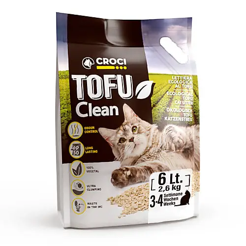Offre Du Jour Croci – Liti&egrave;re Tofu Clean pour Chats – 6L/2,6Kg