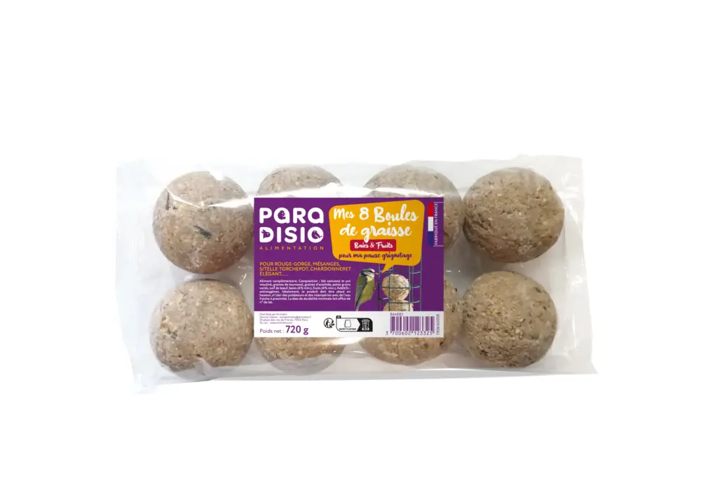 Paradisio – Boules de Graisse aux Baies et Fruits pour Oiseaux des Jardins – x8 Acheter En Ligne