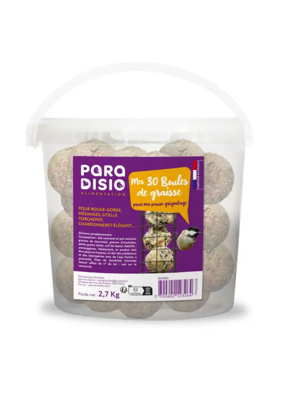 Paradisio – Boules de Graisse pour Oiseaux des Jardins – x30 Paiement Sécurisé