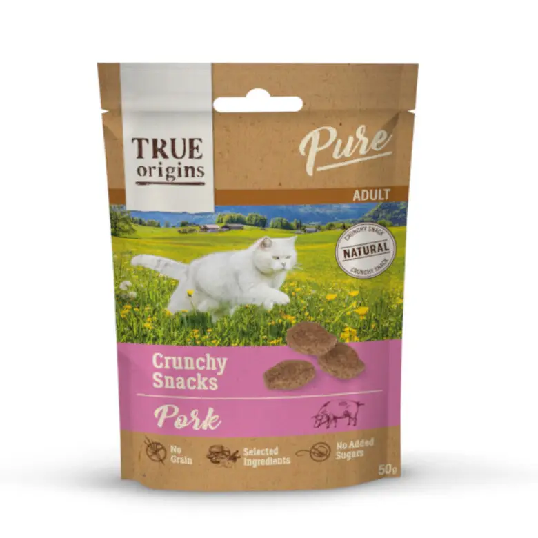 Vente Flash True Origins Pure - Friandises Crunchy au Porc pour Chats - 50g