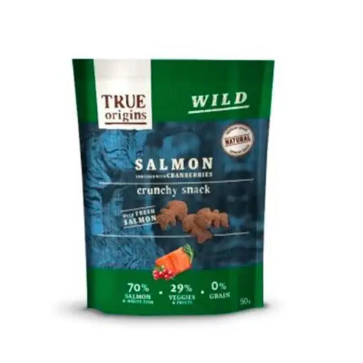 True Origins Wild – Friandises Crunchy au Saumon pour Chats – 50g Vente Directe