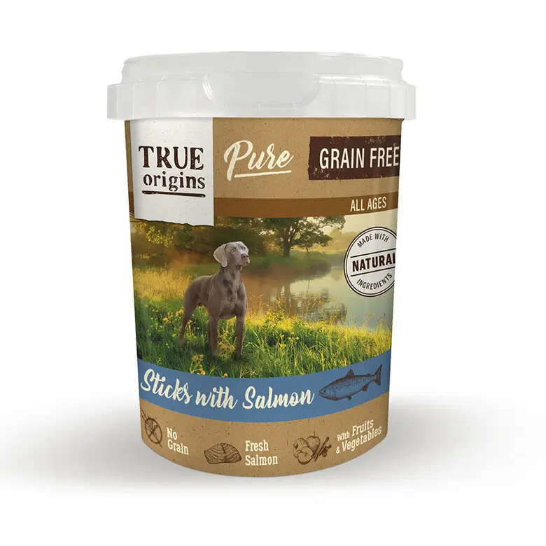 True Origins Pure - Sticks Sans Céréales au Saumon pour Chiens - 300g Dernière Chance