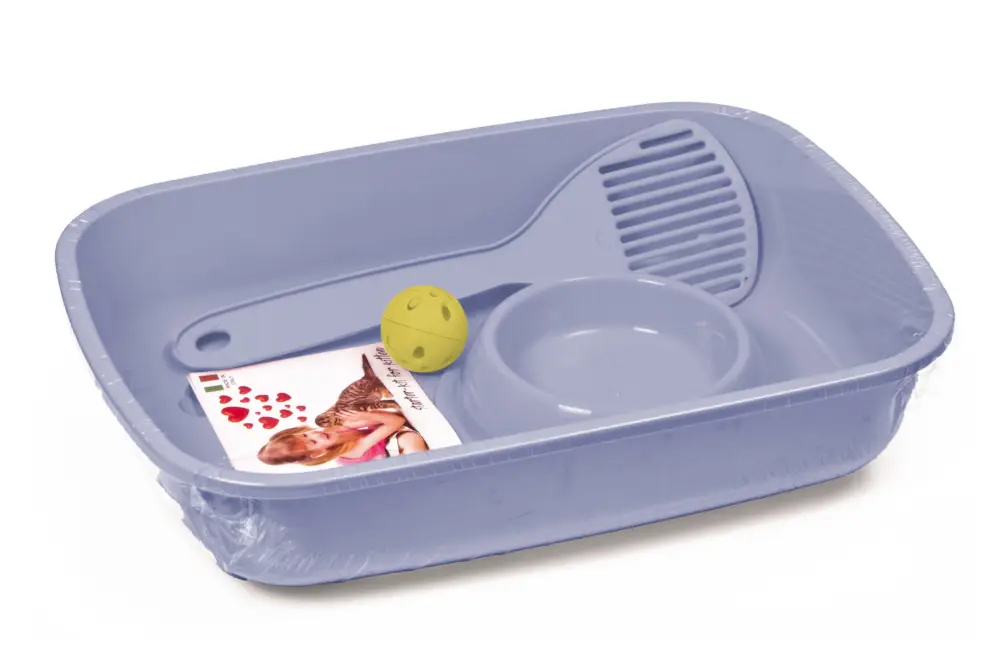 Soldes Animalis – Kit Bac &agrave; Liti&egrave;re Chaton – Bleu