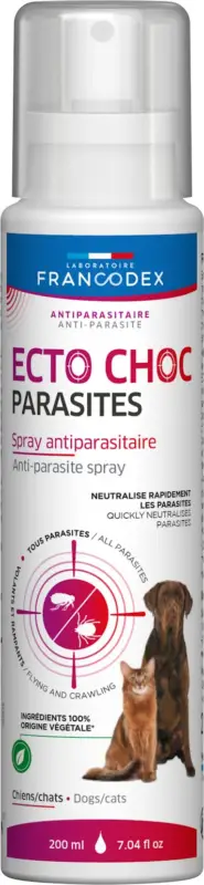 Authentique Francodex - Spray Ectochoc Parasites Chiens et Chats - 200ml