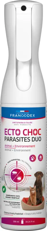 Meilleur Prix Francodex – Brumisateur Ecto Choc Parasites Duo Chiens Chats et Habitat – 290ml