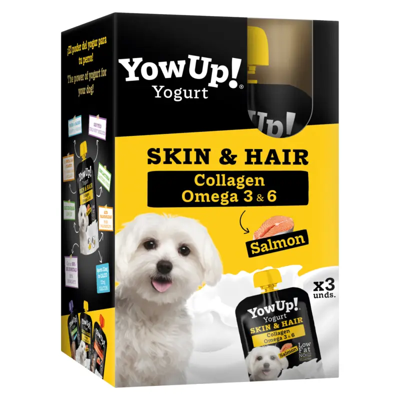 Livraison Express Yowup - Yaourt Skin & Hair au Saumon pour Chiens - 3x115g
