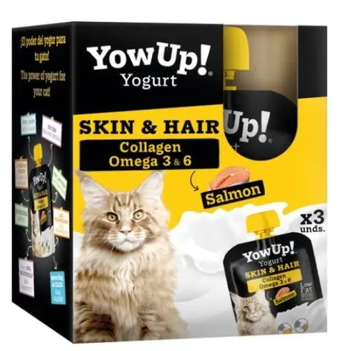 Yowup – Yaourt SAUMON pour PEAU ET POIL Chat 85GR PACK 3 Nouveauté