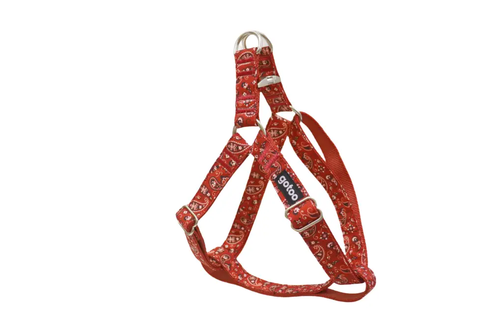 Meilleur Choix Gotoo – Harnais en Paisley Rouge pour chien