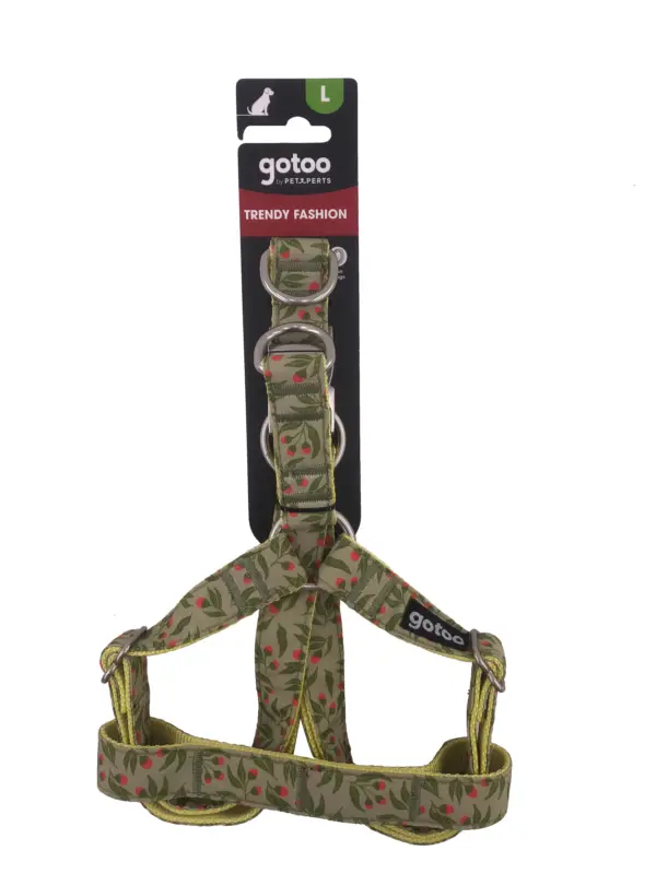 Vente Flash Gotoo – Harnais &agrave; motif Botanic Vert pour chien