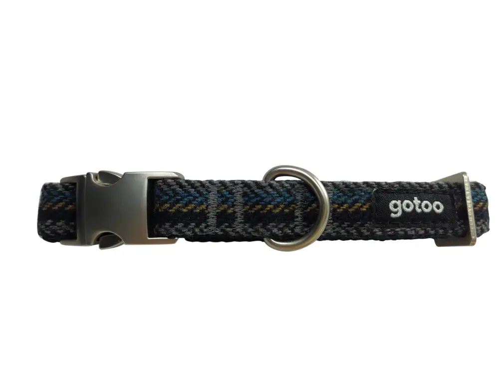 Gotoo - Collier en Tweed Bleu pour chien Livraison Express