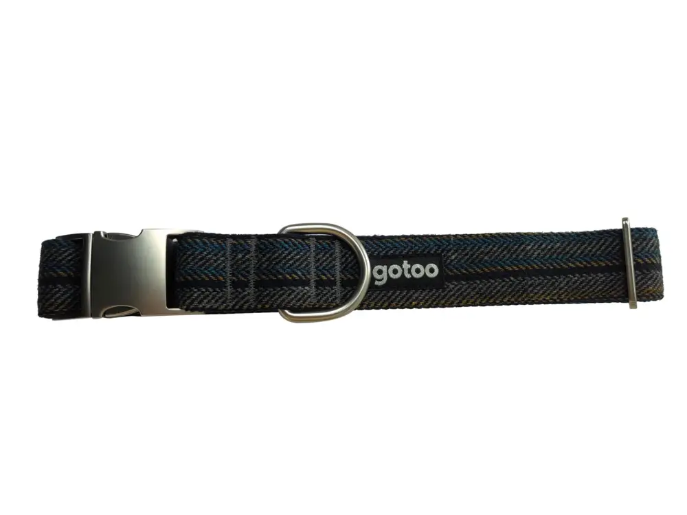 Expédié Aujourd'hui Gotoo - Collier en Tweed Bleu pour chien