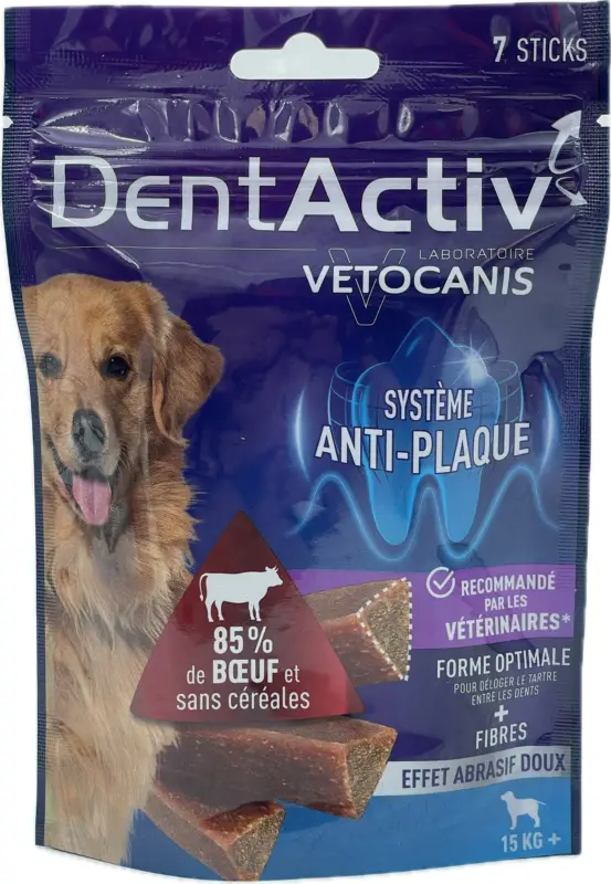 Soldes Vetocanis - Sticks Dentactiv au Boeuf pour Chiens - x7