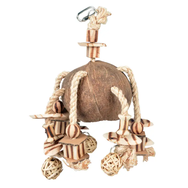 Meilleur Choix Duvoplus – Jouet Pendentif Coconut Jungle pour Oiseaux – 35x20x15cm