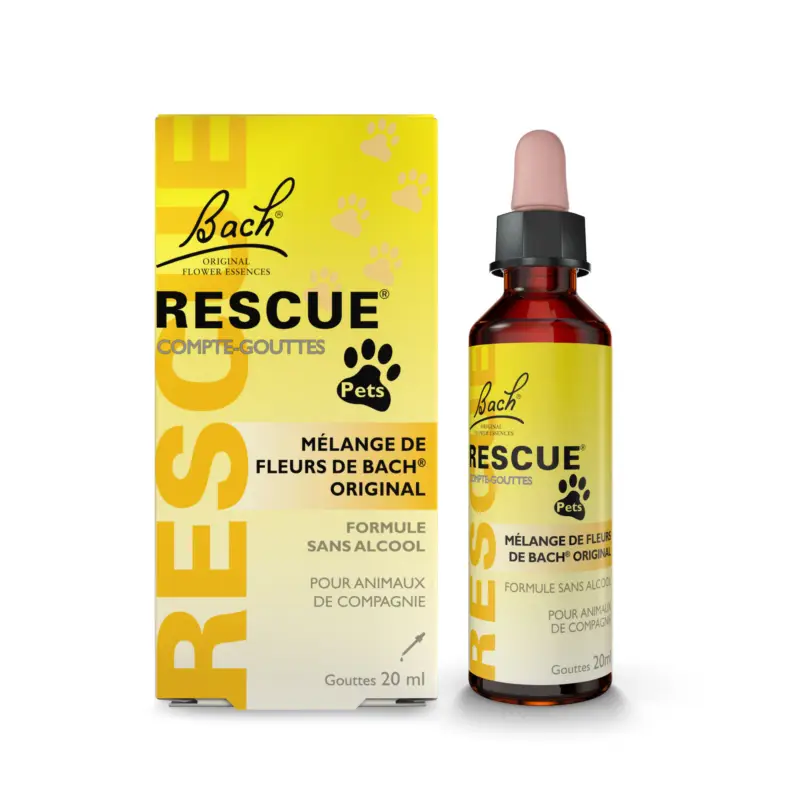 Rescue Pets – M&eacute;lange Compte-gouttes Fleurs de Bach – 20ml Nouveauté