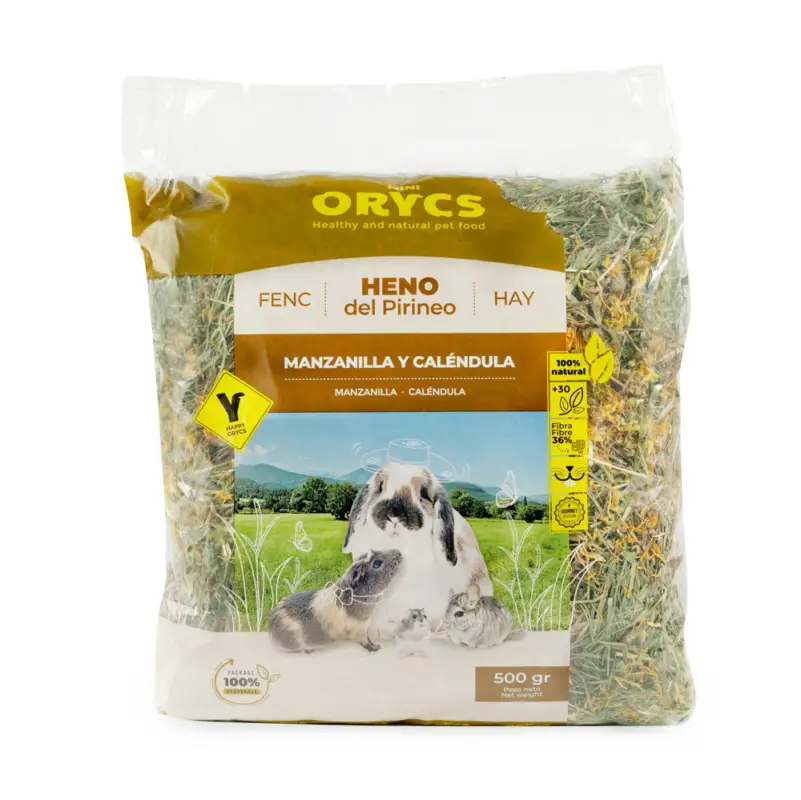 Expédié Aujourd&rsquo;hui Orycs – Foin pour Rongeurs &agrave; la Camomille et Calendule – 500g