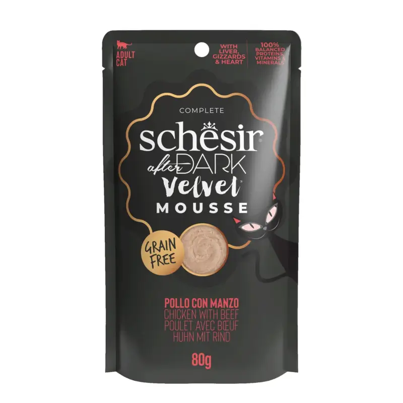 Paiement Sécurisé Schesir - Sachet After Dark Velvet Mousse Poulet et Boeuf Pour Chats - 80g
