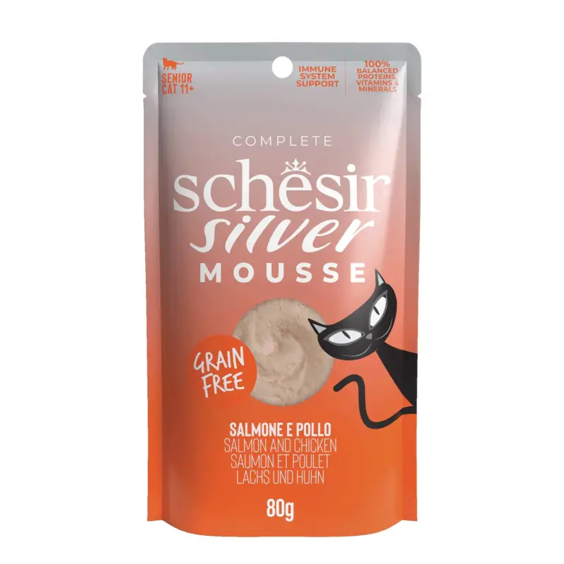 Schesir – Sachet Silver De Mousse Au Saumon Et Poulet Pour Chats – 80g Prix Cassé