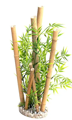 Remise Tyrol – D&eacute;coration Bambou Plantes + support pour Aquarium – 38cm