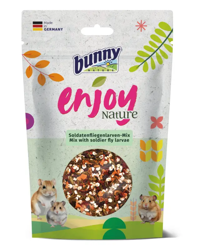 Nouveauté Bunny Nature – Snack Enjoy Nature M&eacute;lange aux Larves de Mouche Soldat – 40g