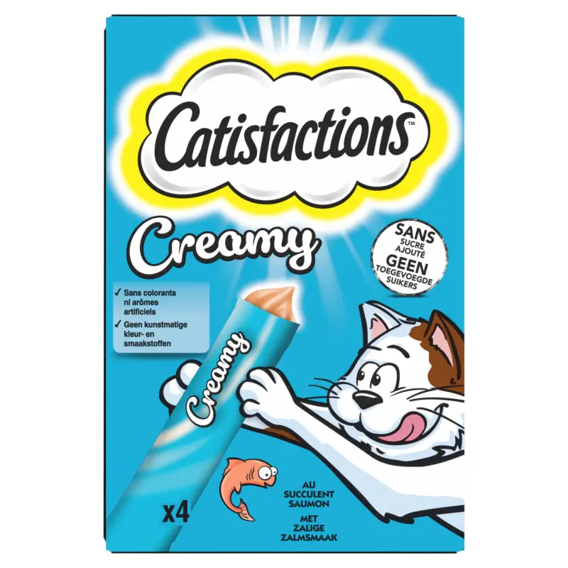 Nouveauté Catisfactions – Friandises Creamy au Saumon pour Chats – 4x10g