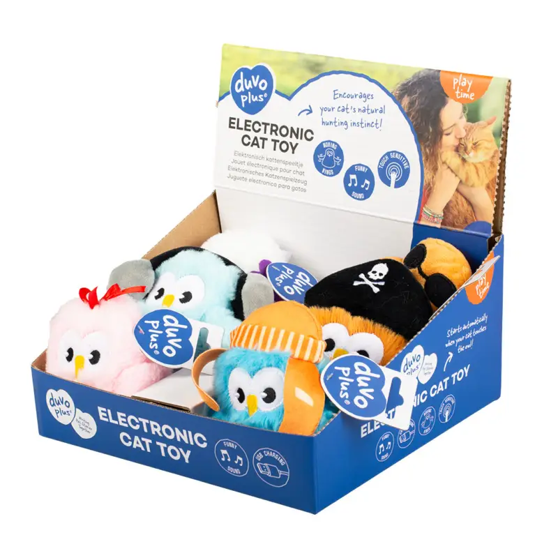 Certifié Duvoplus – Jouet Hibou &Eacute;lectronique pour Chats – 6x10x13cm