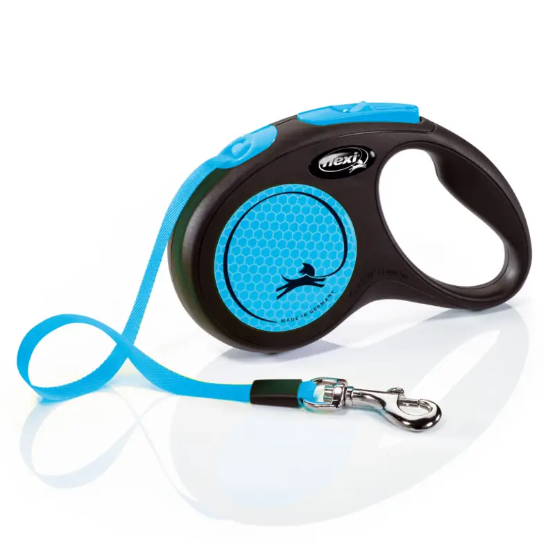 Flexi – Laisse Enrouleur Neon Sangle Bleu – M/5m Seulement Aujourd&rsquo;hui