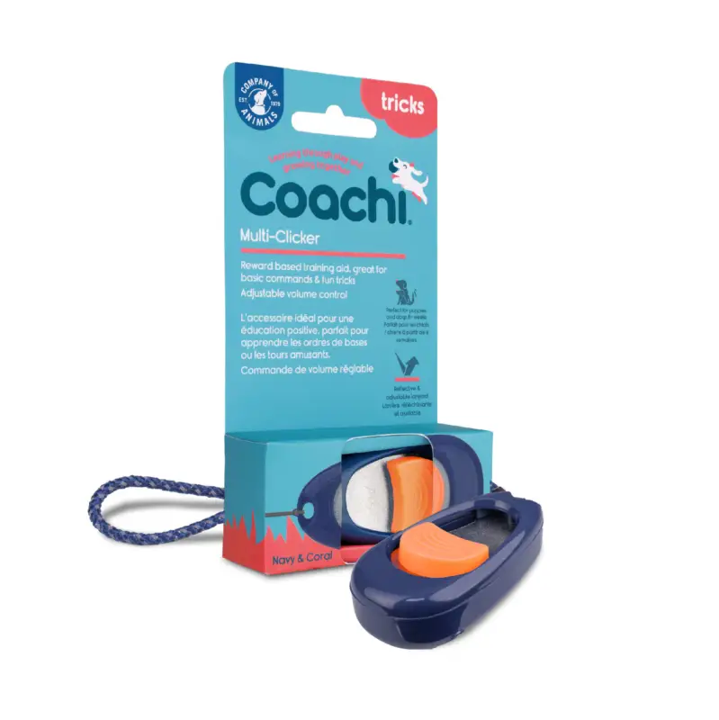 Prix Promo Coachi – Multi-Clicker Education pour Chiens – Bleu/Corail