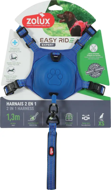 Authentique Zolux – Harnais Easyride Bleu pour Chiens