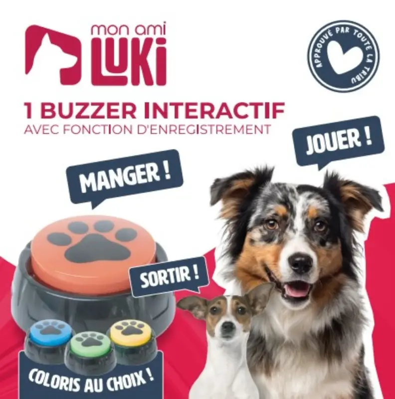 Mon Ami Luki – Jouet Educatif Buzzer Sonore Interactif pour Chiens et Chats – 9cm Vente Directe