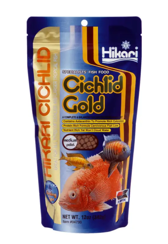 Vente Flash Hikari – Aliment Cichlid Gold Medium Pellet pour Poissons – 342g
