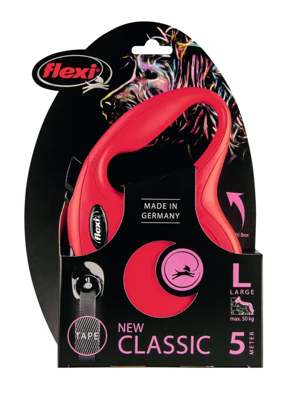 Flexi – Laisse &agrave; Enrouleur Classic Sangle Rouge M pour Chiens – 5m Offre Spéciale