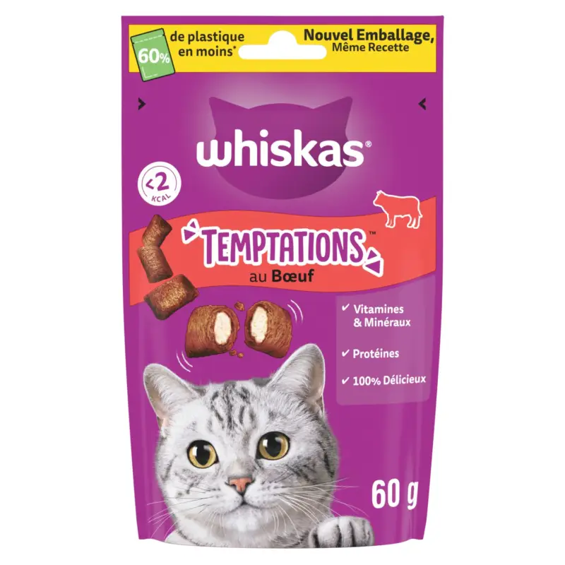 Whiskas – Friandises Temptations au B&oelig;uf pour Chats – 60g Expédition Rapide