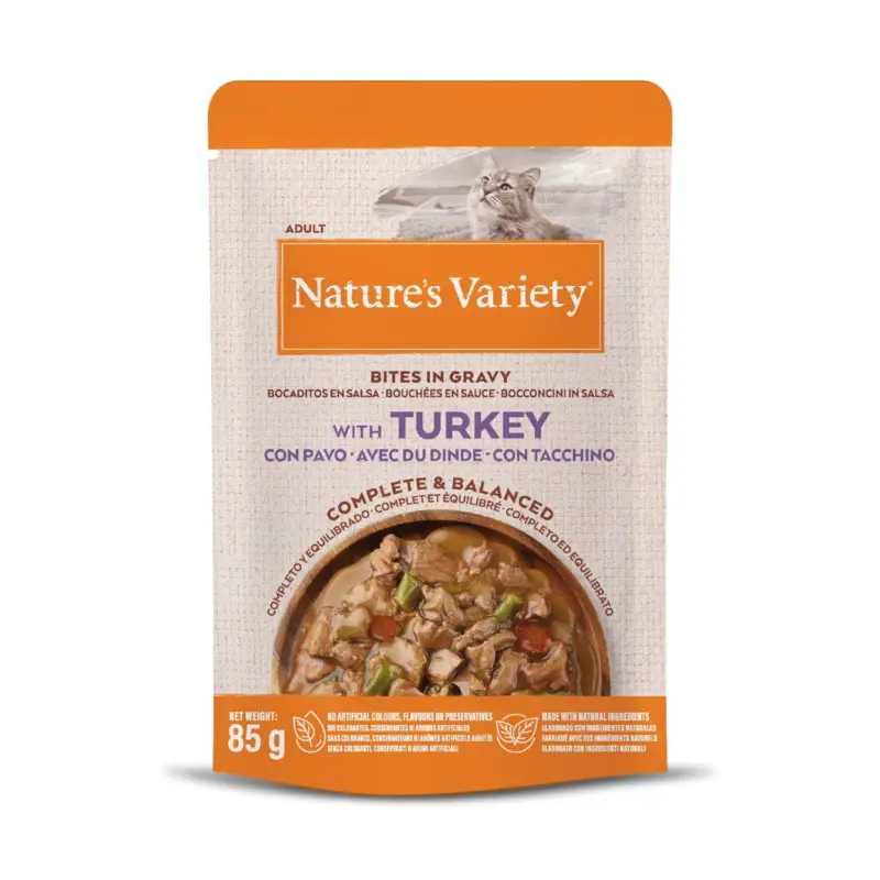 Nature's Variety – Bouch&eacute;es En Sauce Dinde Pour Chats – 85g Certifié