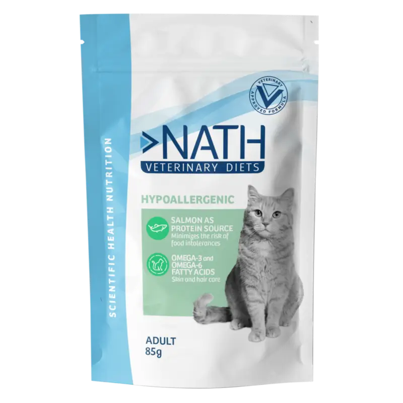 Nath – Sachet Humide Veterinary Diets Hypoallerg&eacute;nique pour Chats Adultes – 85g Nouvelle Collection