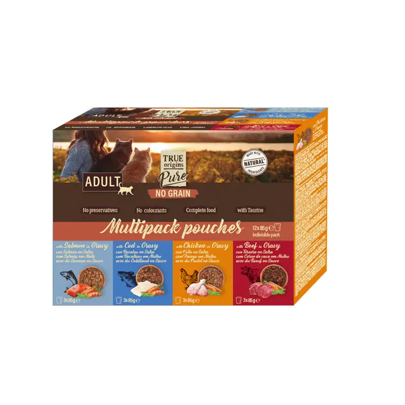 True Origins Pure – P&acirc;t&eacute;e en Sauce Sans c&eacute;r&eacute;ales au Saumon pour Chats – 85g Pas Cher