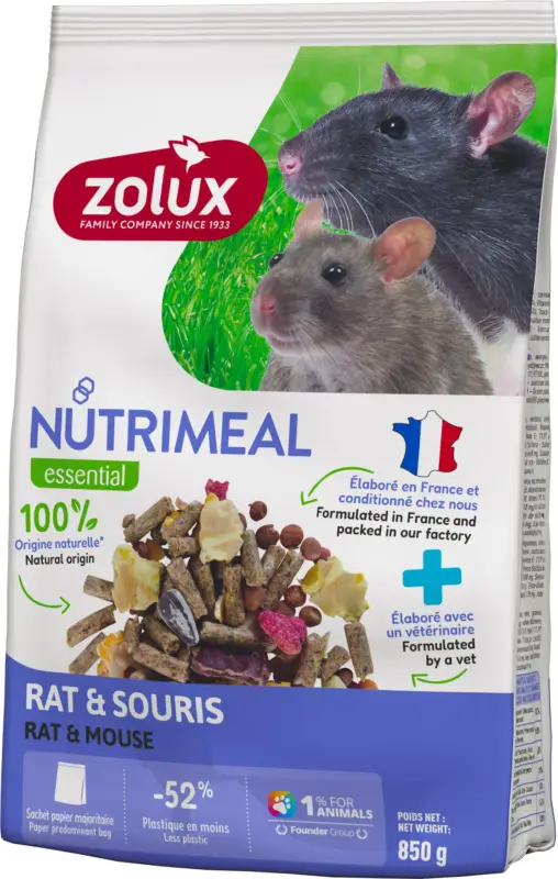 Zolux – M&eacute;lange Aliment Nutrimeal Pour Rat/Souris – 850g Quantité Limitée
