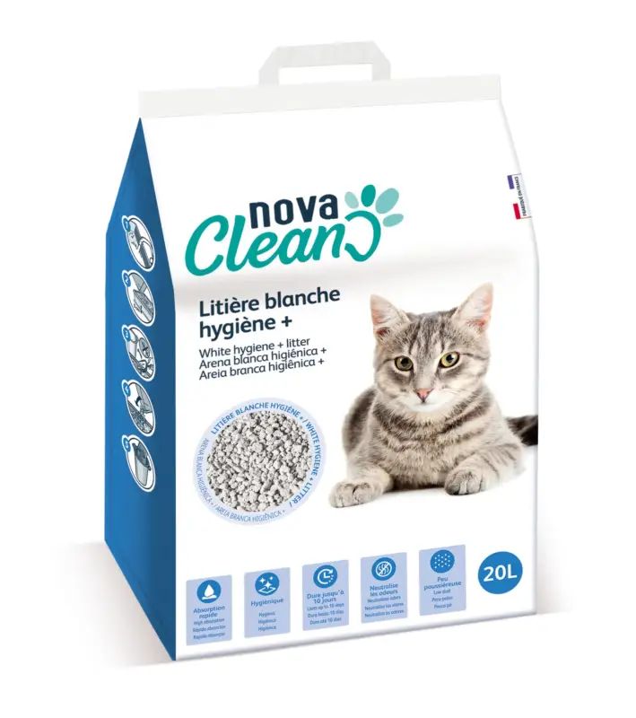 Retour Gratuit Nova Clean – Liti&egrave;re Hygi&egrave;ne Plus Blanche pour Chats