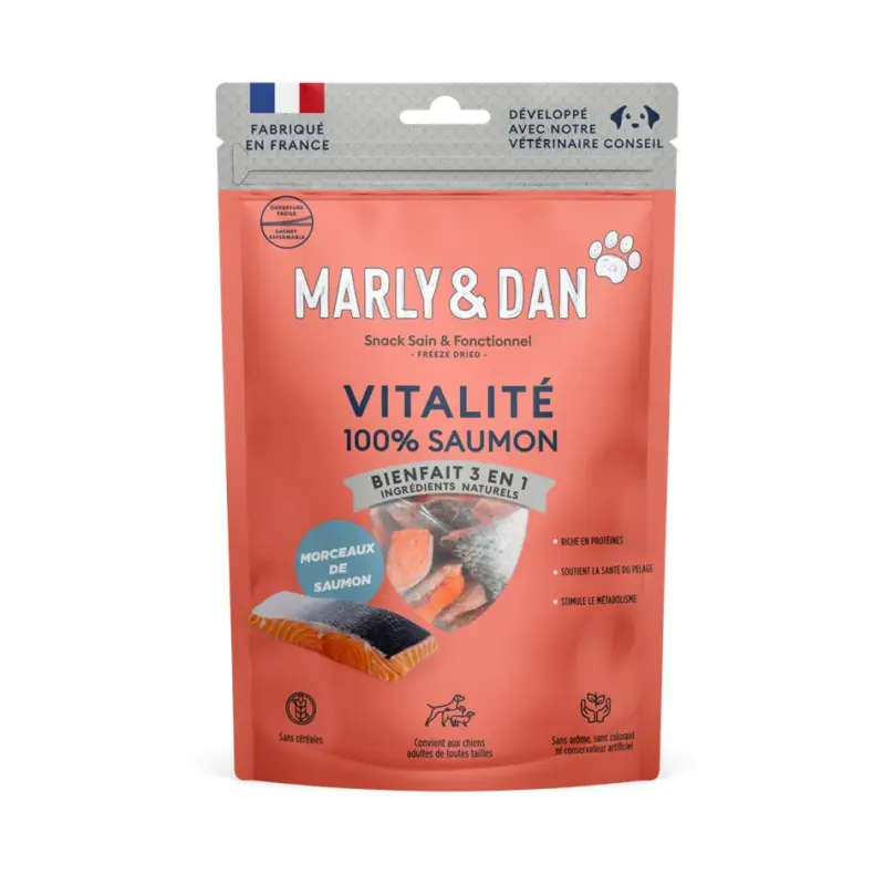 Meilleure Vente Marly & Dan – Friandises Vitalit&eacute; 100% Saumon pour Chiens – 50g