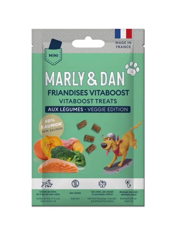 Expédié Aujourd&rsquo;hui Marly & Dan – Friandises Vitaboost Treats aux L&eacute;gumes et Saumon pour Chiens – 20g