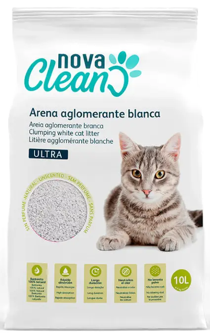 Prix Réduit Nova Clean – Liti&egrave;re Agglom&eacute;rante sans Parfum Ultra Absorbante pour Chats – 10L