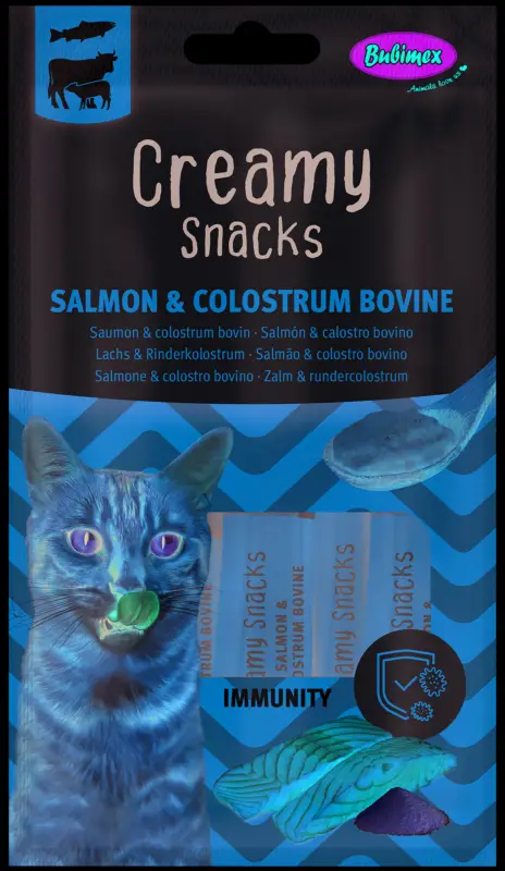Bubimex – Cr&egrave;me &agrave; L&eacute;cher x4 Saumon & Colostrum pour Chats – 60g Promotion Saisonnière