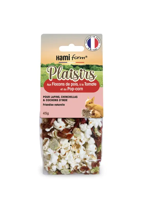 Hamiform – Friandises Plaisirs Flocon de Pois Tomates & Pop Corn – 45g Affaire À Saisir