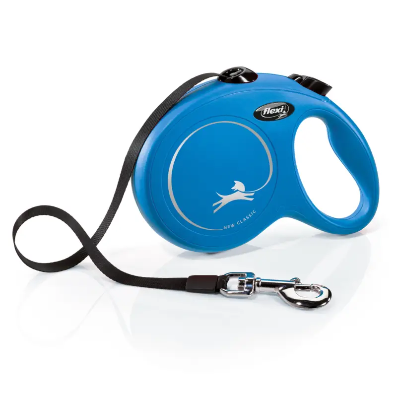 Flexi – Laisse &agrave; Enrouleur Classic Sangle L pour Chiens – 5m/ Bleu Paiement Sécurisé