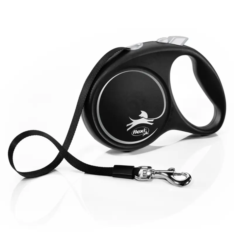 Flexi – Laisse &agrave; Enrouleur Black Design M Sangle – 5m Noir/Argent Petit Prix
