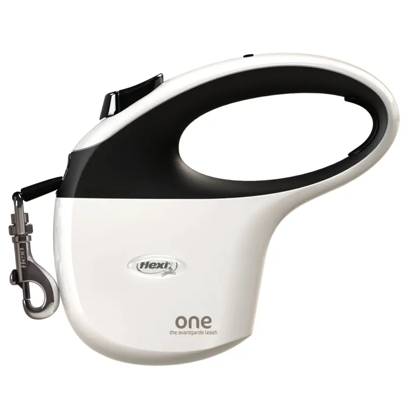 Flexi – Laisse &agrave; Enrouleur One Sangle pour Chiens – 5m Blanc/Noir Remise